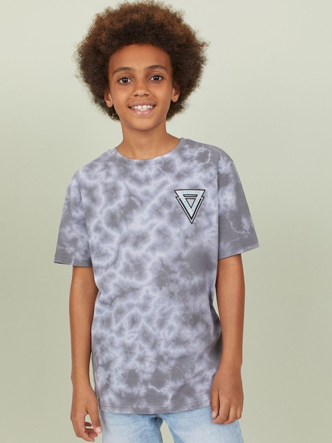

H&M Boys Grey Dyed T-Shirt With Print Motif