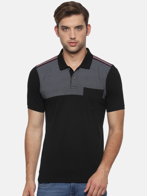 

Allen Solly Men Black Colourblocked Polo Collar Regular Fit T-shirt