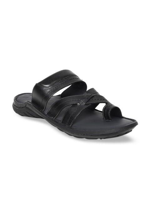 

GABICCI Men Black Leather Comfort Sandals