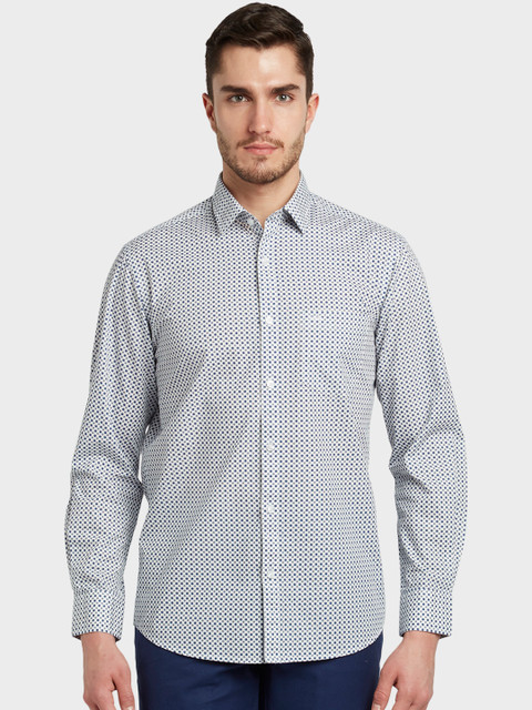 

ColorPlus Men Blue & White Tailored Fit Printed Casual Shirt