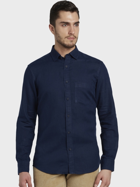 

ColorPlus Men Navy Blue Tailored Fit Solid Casual Shirt