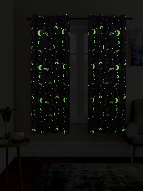 

Cortina Turquoise Blue Set of 2 Glow In the Dark Window Curtains