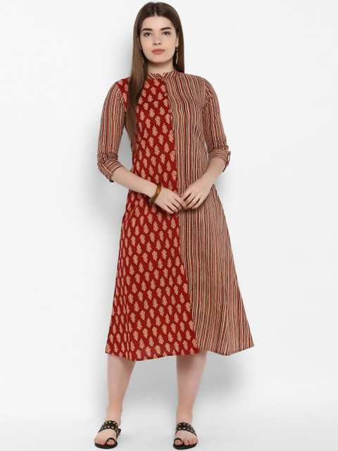 

ETHNIC STREET Women Red & Beige A-Line Dress