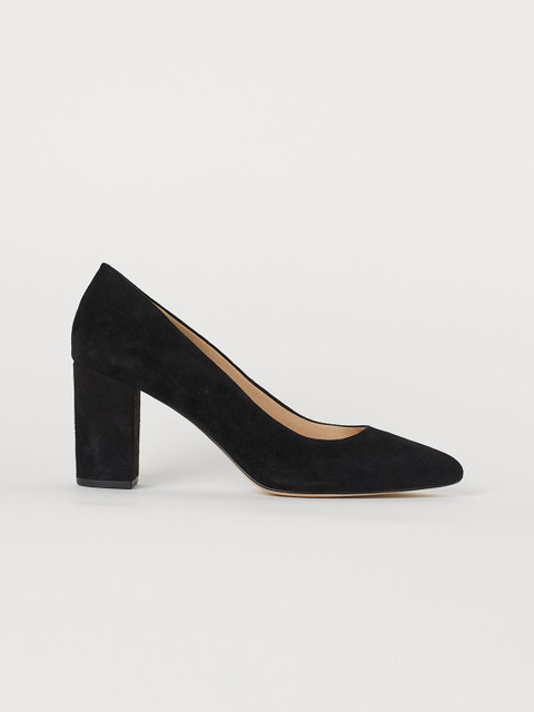 

H&M Women Black Solid Suede Court Shoes