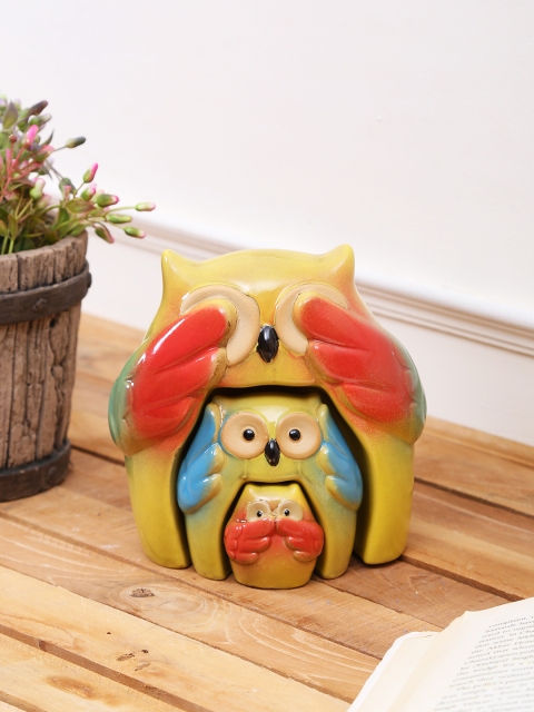 

TAYHAA Set of 3 Yellow Owls Ceramic Showpiece