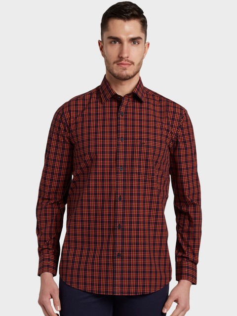 

ColorPlus Men Red & Black Tailored Fit Checked Casual Shirt