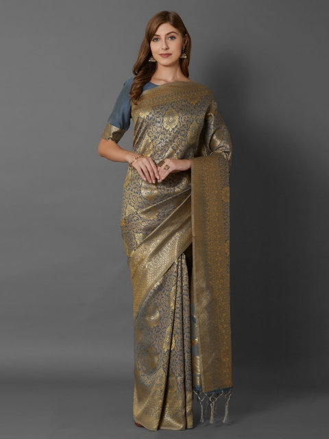 

Mitera Grey Woven Design Dharmavaram Saree