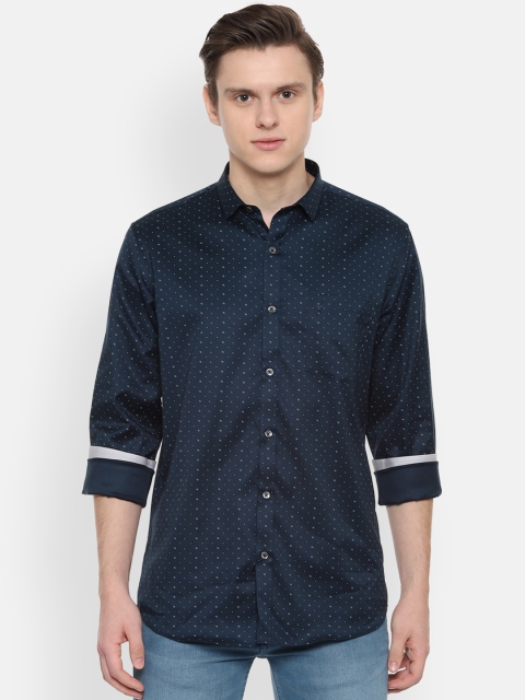 

Allen Solly Men Navy Blue Slim Fit Printed Casual Shirt