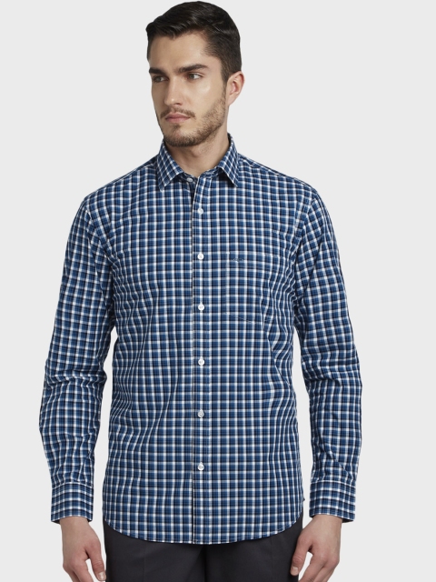 

ColorPlus Men Blue Tailored Fit Checked Casual Shirt