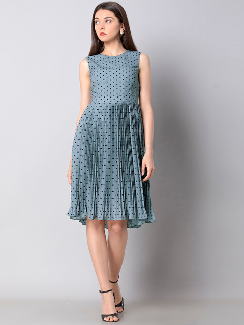 

FabAlley Women Blue Fit and Flare Dress