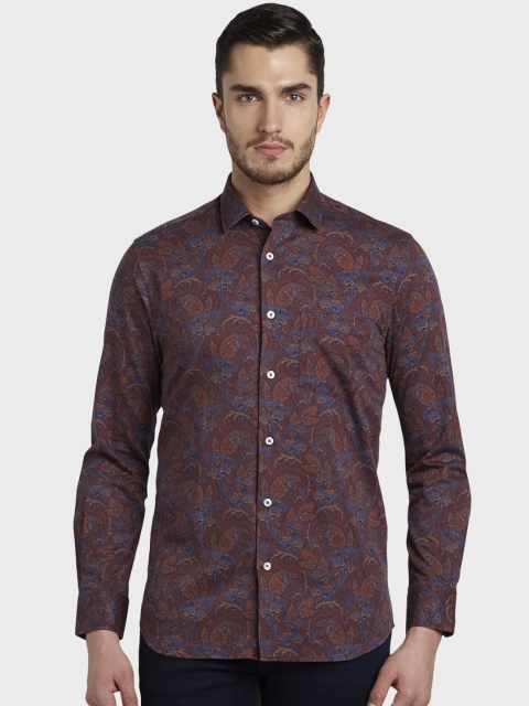 

ColorPlus Men Brown & Blue Tailored Fit Printed Casual Shirt