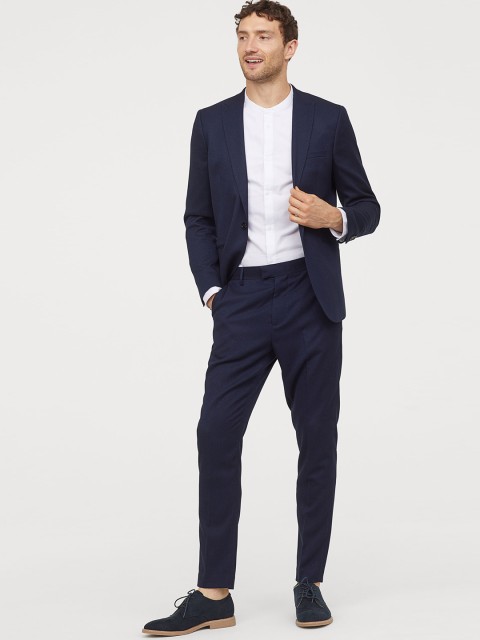 

H&M Men Blue Solid Suit Trousers Skinny Fit