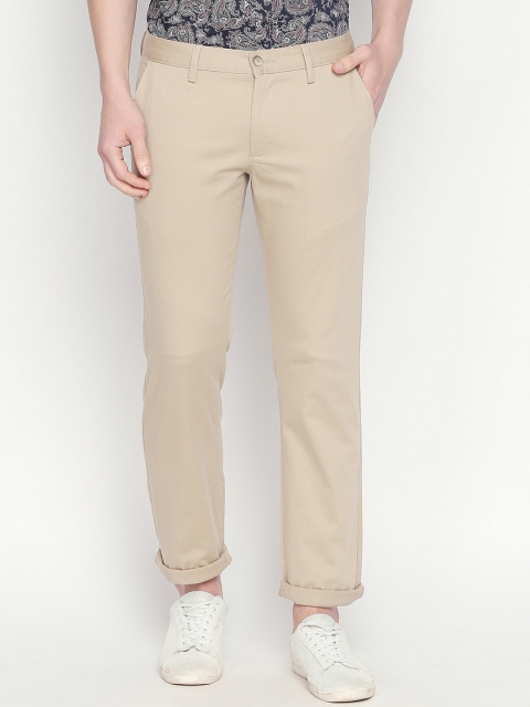 

Basics Men Beige Slim Fit Solid Regular Trousers