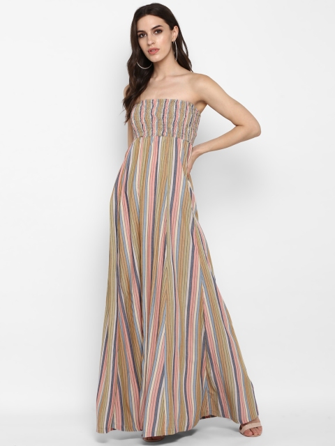 

MIAMINX Women Multicoloured Candy Stripe Maxi Dress, Multi