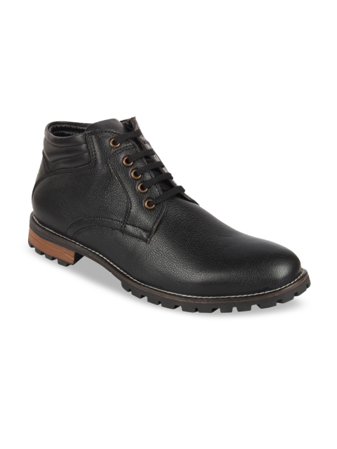

Respiro Men Black Solid Mid-Top Flat Boots
