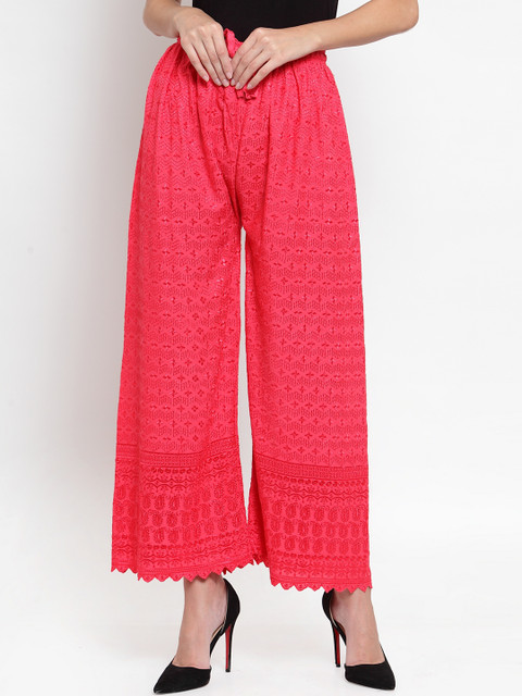 

Clora Creation Women Coral Embroidered Straight Palazzos