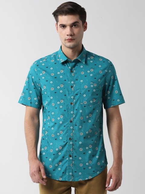 

Peter England Casuals Men Blue Slim Fit Printed Casual Shirt