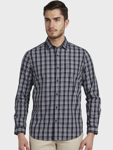 ColorPlus Men Blue Regular Fit Checked Casual Shirt