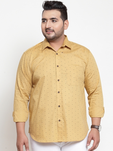 

plusS Men Yellow Regular Fit Printed Casual Shirt