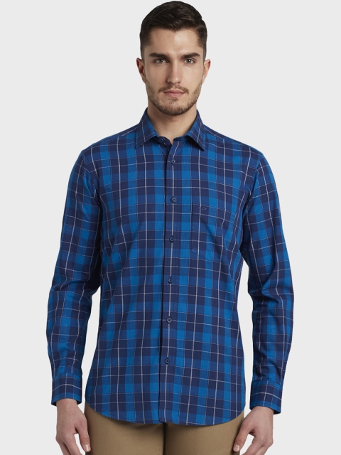 

ColorPlus Men Blue Tailored Fit Checked Casual Shirt