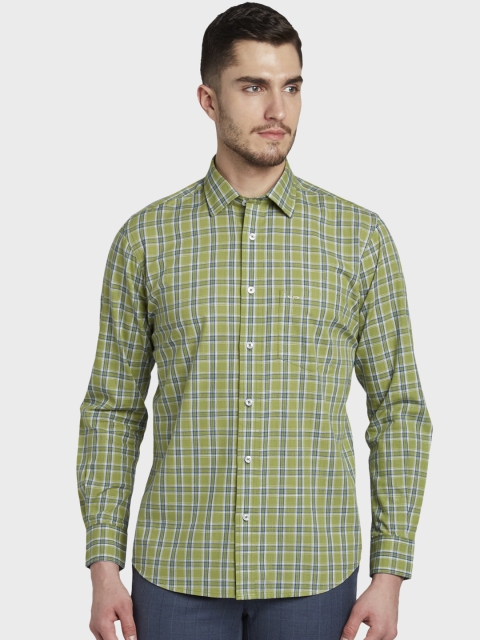 

ColorPlus Men Green & Blue Tailored Fit Checked Casual Shirt