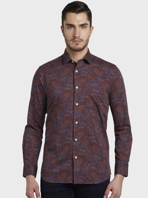 

ColorPlus Men Brown & Blue Tailored Fit Printed Casual Shirt