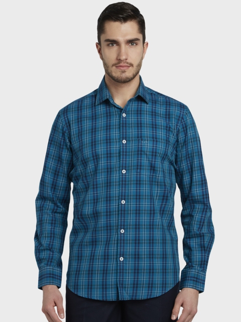 

ColorPlus Men Blue Tailored Fit Checked Casual Shirt