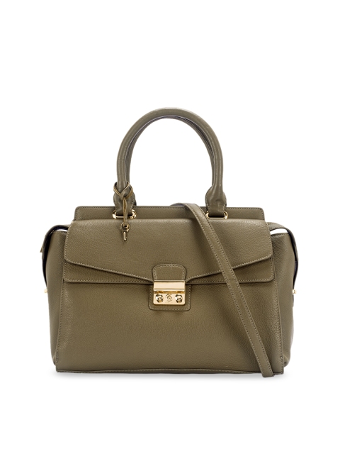 

Eske Olive Green Solid Genuine Leather Handheld Bag