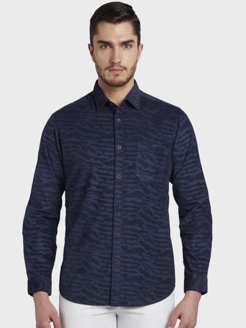 

ColorPlus Men Navy Blue Regular Fit Printed Casual Shirt
