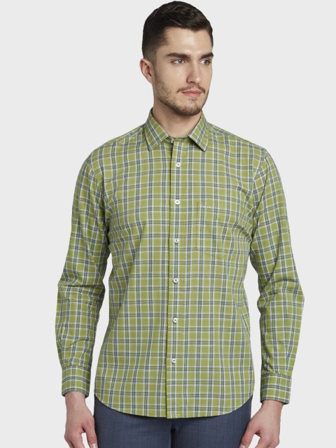 

ColorPlus Men Green Tailored Fit Checked Casual Shirt