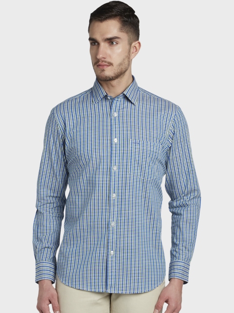 

ColorPlus Men Blue Tailored Fit Checked Casual Shirt