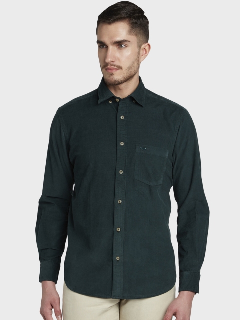 

ColorPlus Men Green Tailored Fit Corduroy Solid Casual Shirt