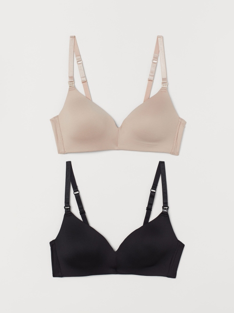

H&M Women MAMA 2-Pack Nursing Bras 0754106001, Beige