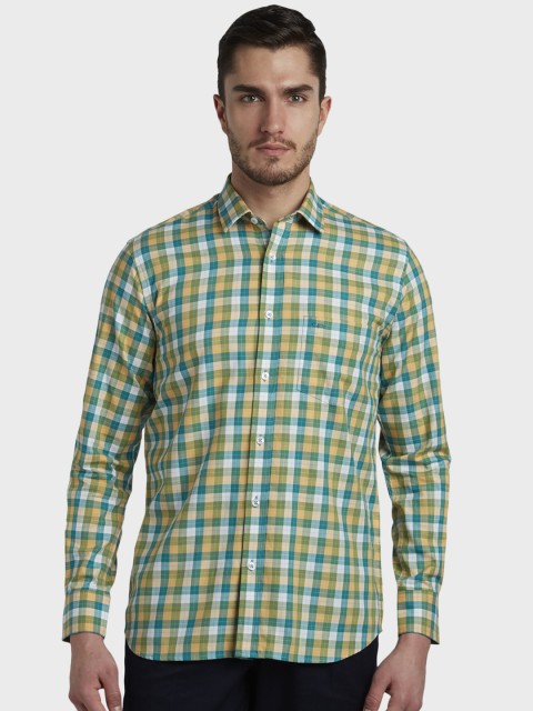 

ColorPlus Men Green & Blue Tailored Fit Checked Casual Shirt