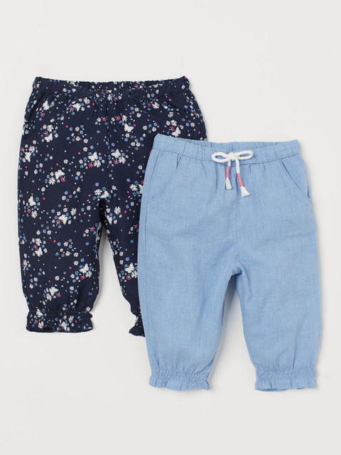 

H&M Girls 2-Pack Pull-On Trousers, Blue