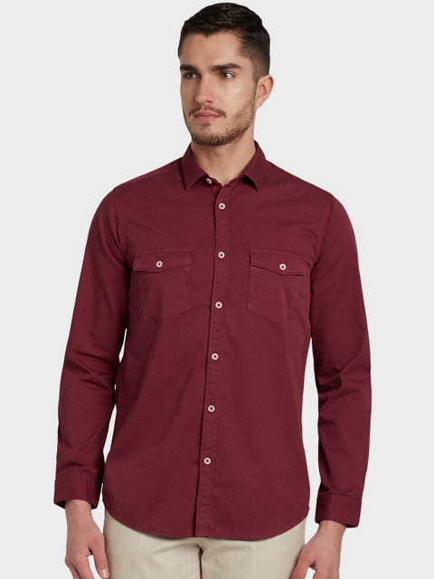 

ColorPlus Men Maroon Regular Fit Solid Casual Shirt