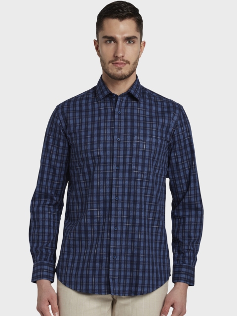 

ColorPlus Men Blue Tailored Fit Checked Casual Shirt
