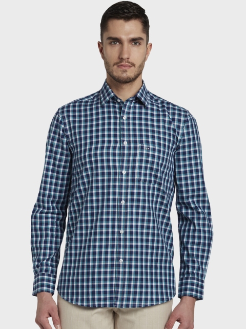 

ColorPlus Men Blue & White Tailored Fit Checked Casual Shirt