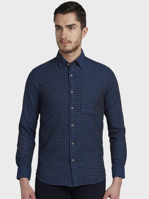 

ColorPlus Men Blue Tailored Fit Printed Casual Shirt