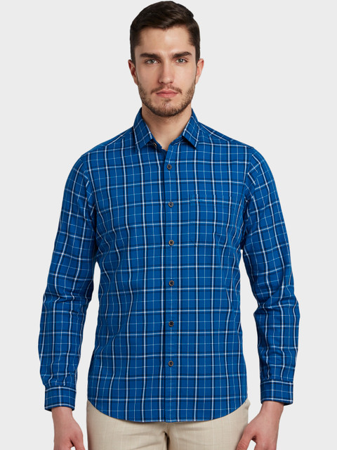

ColorPlus Men Blue Regular Fit Checked Casual Shirt