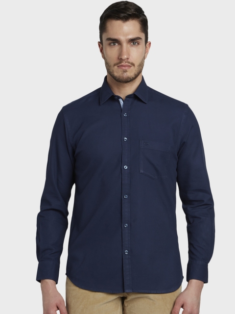 

ColorPlus Men Navy Blue Tailored Fit Solid Casual Shirt