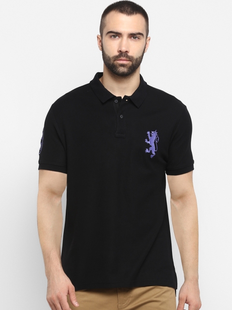 

Red Tape Men Black Solid Polo Collar T-shirt