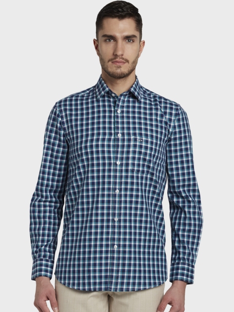 

ColorPlus Men Blue & White Tailored Fit Checked Casual Shirt