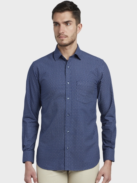 

ColorPlus Men Blue Tailored Fit Printed Casual Shirt