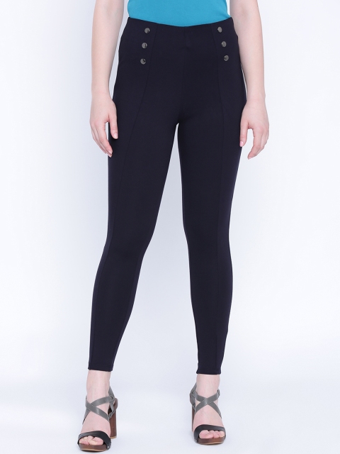 

Newport Women Blue Skinny Fit Solid Regular Trousers