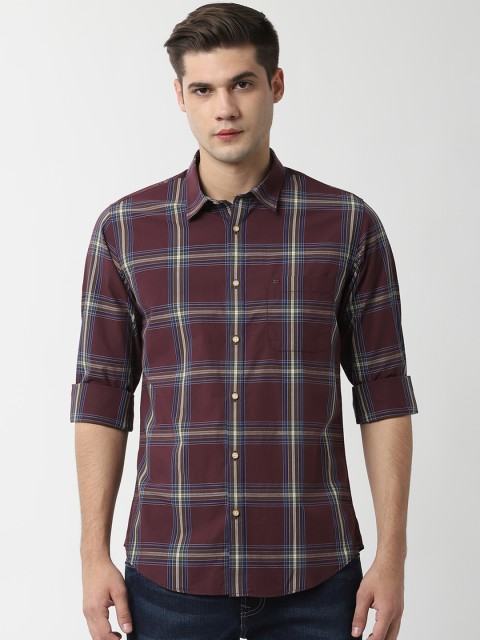 

Peter England Casuals Men Maroon Slim Fit Checked Casual Shirt