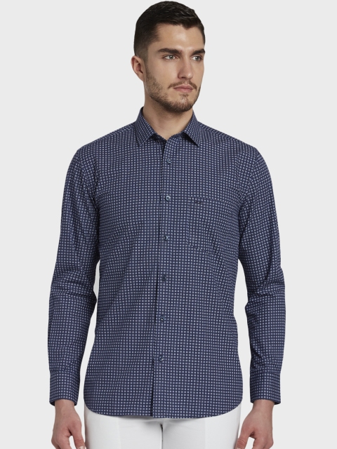

ColorPlus Men Navy Blue Tailored Fit Printed Casual Shirt