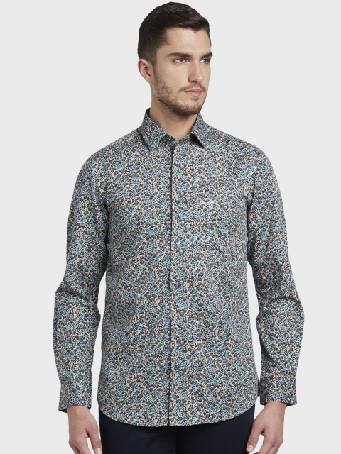 

ColorPlus Men Blue Tailored Fit Printed Casual Shirt