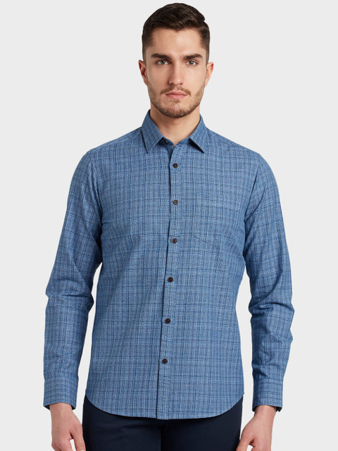 

ColorPlus Men Blue Regular Fit Checked Casual Shirt