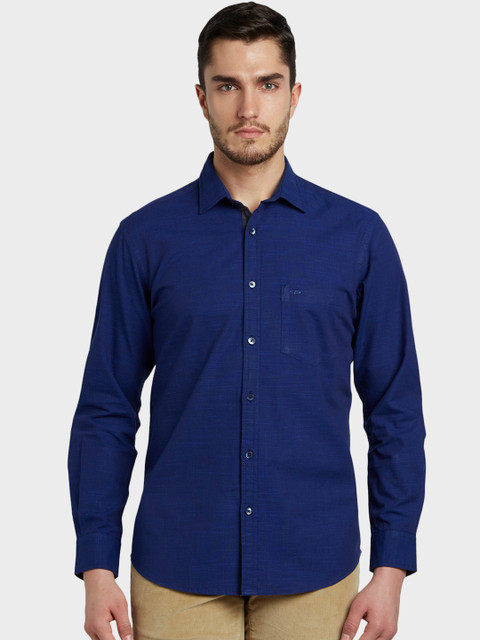 

ColorPlus Men Blue Tailored Fit Solid Casual Shirt